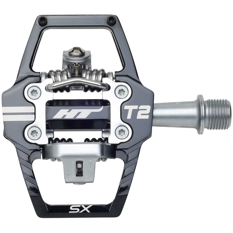 HT Components T2-SX Pedals – Dual Sided Clipless Platform Aluminum 9/16 BLK