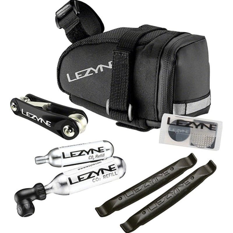 Lezyne M-Caddy Seat Bag Twin Speed Drive 16g CO2 Rap6 Tool SmartKit Composite Matrix Tire Levers BLK
