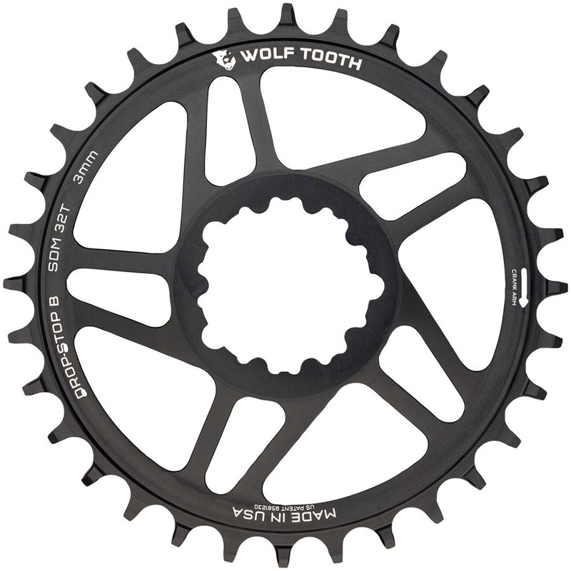 Wolf Tooth Direct Mount Chainring – 30t SRAM Direct Mount Drop-Stop B For SRAM 3-Bolt Boost Cranks 3mm Offset BLK