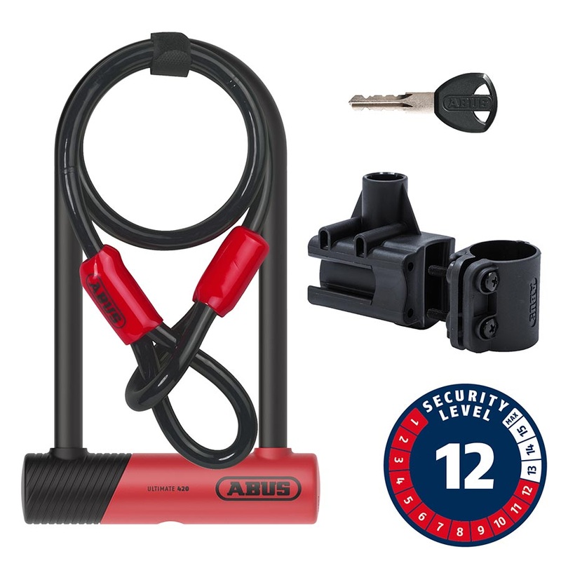 Abus Ultimate 420K + Cobra U-Lock Key 150x230mm 5.9”x9” Thickness in mm: 14mm Red