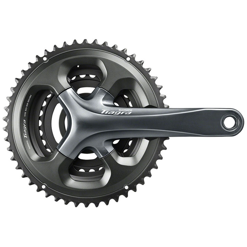 Shimano Tiagra FC-4703 Crankset – 165mm 10-Speed 50/39/30t 110/74 Asymmetric BCD Hollowtech II Spindle Interface Gray