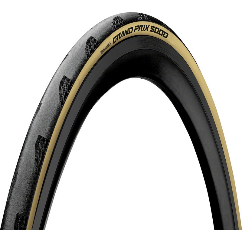 Continental Grand Prix 5000 Tire – 700 x 28 Clincher Folding BLK/Cream BLKChili Vectran Breaker LazerGrip ACT