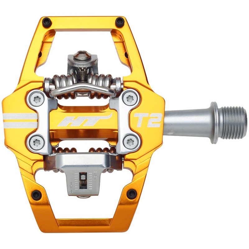 HT Components T2 Pedals – Dual Sided Clipless Platform Aluminum 9/16 Orange