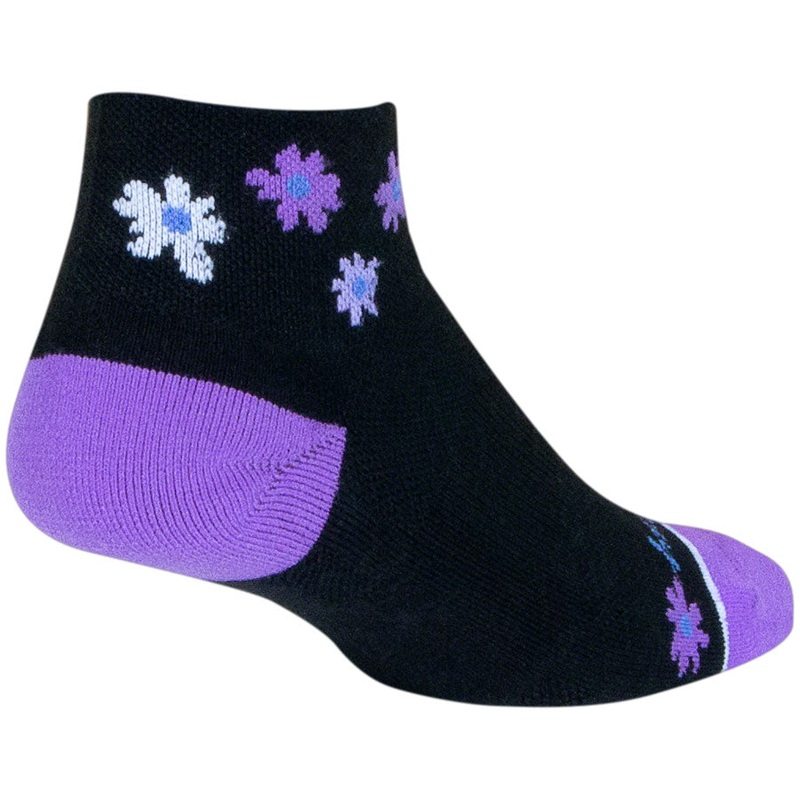 SockGuy Channel Air Daisy Classic Low Socks – 2 BLK/Purple Women’s Small/Medium