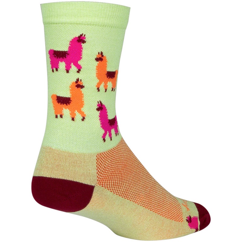 SockGuy Mo’ Llamas Crew Socks – 6 Green/Pink/Orange Small/Medium