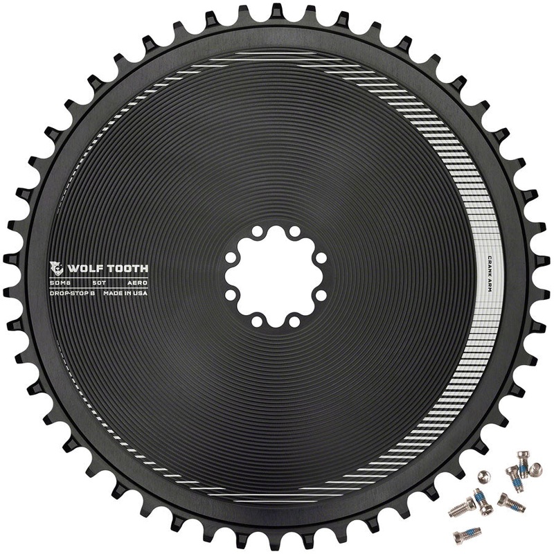 Wolf Tooth Aero Direct Mount Chainring – 50t Direct Mount SRAM 8-Bolt Drop-Stop B BLK