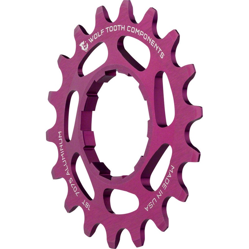 Wolf Tooth Single Speed Aluminum Cog – 18t Compatible 3/32 Chains Purple