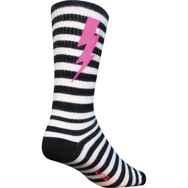 SockGuy Wool Lightning Socks – 8 Black/White Small/Medium