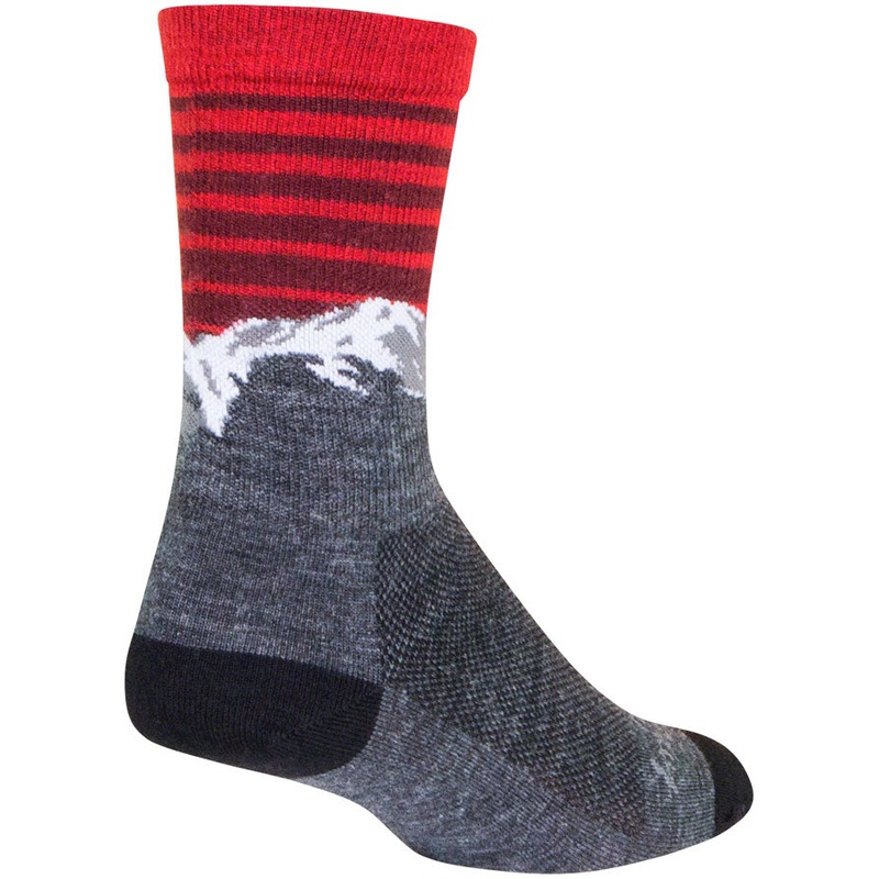 SockGuy Summit Wool Socks – 6 Gray/Red/White Large/X-Large