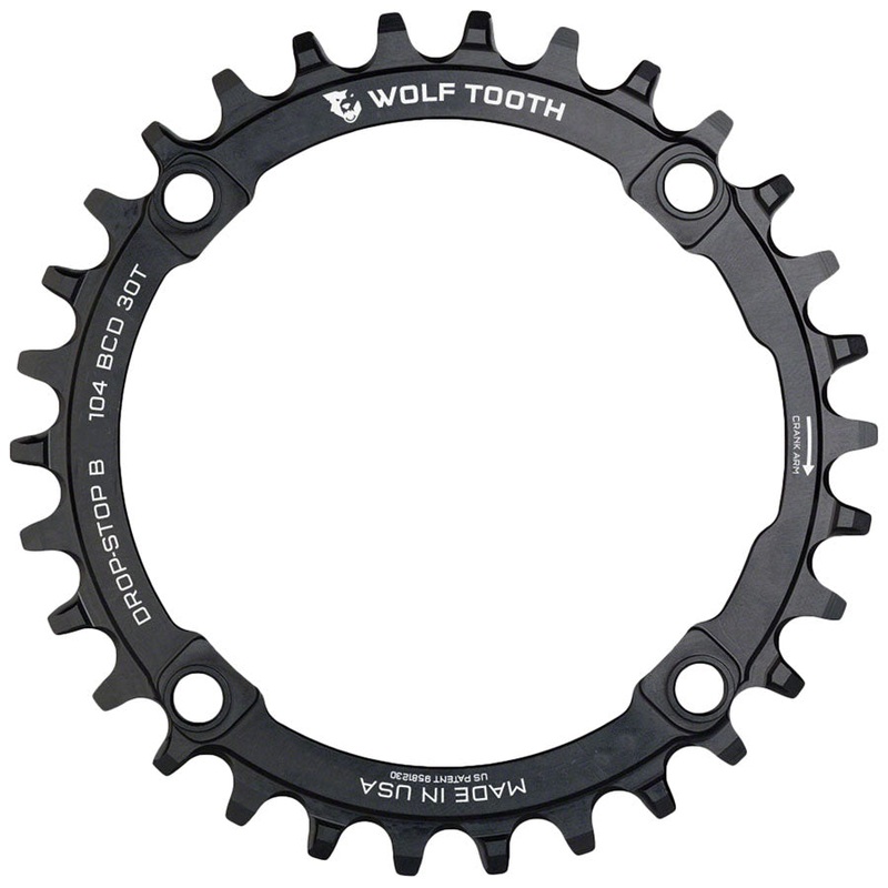 Wolf Tooth 104 BCD Chainring – 30t 104 BCD 4-Bolt Drop-Stop B Black