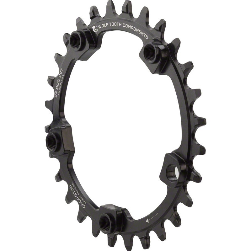 Wolf Tooth 94 BCD Chainring – 28t 94 BCD 5-Bolt Drop-Stop A Black
