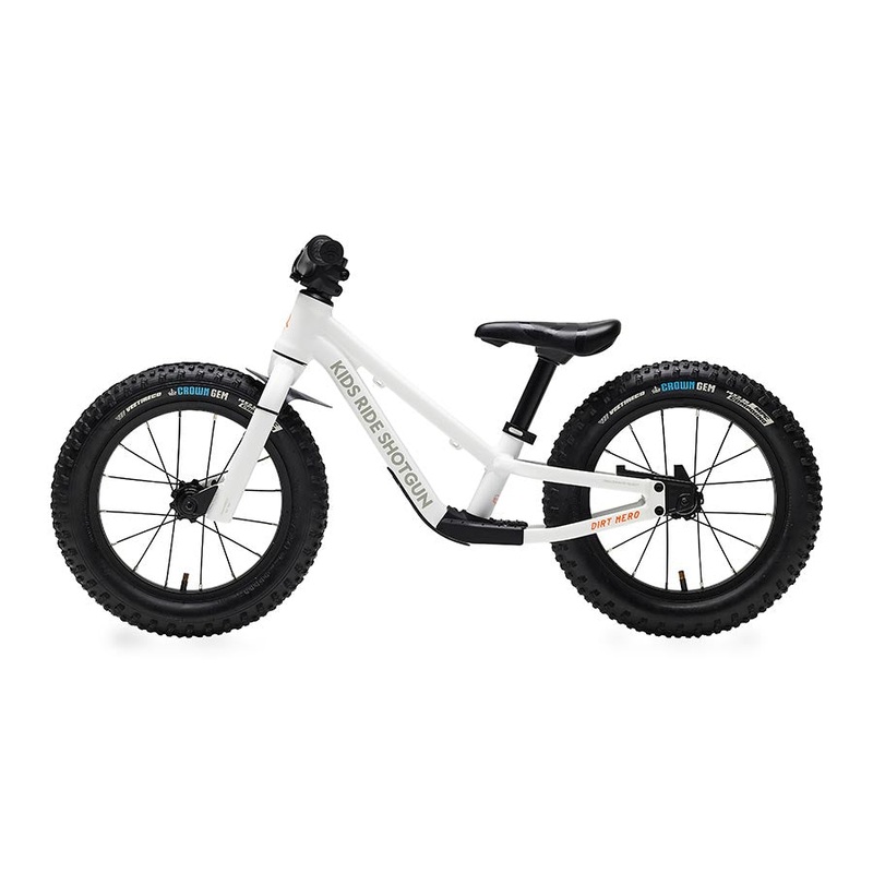 Kids Ride Shotgun Dirt Hero 14” Push Bike 14” Without Brake White