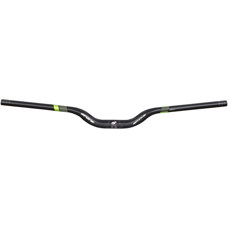 Spank Spike 800 Vibrocore Riser Handlebar: 31.8 800mm 50mm Rise Black/Green