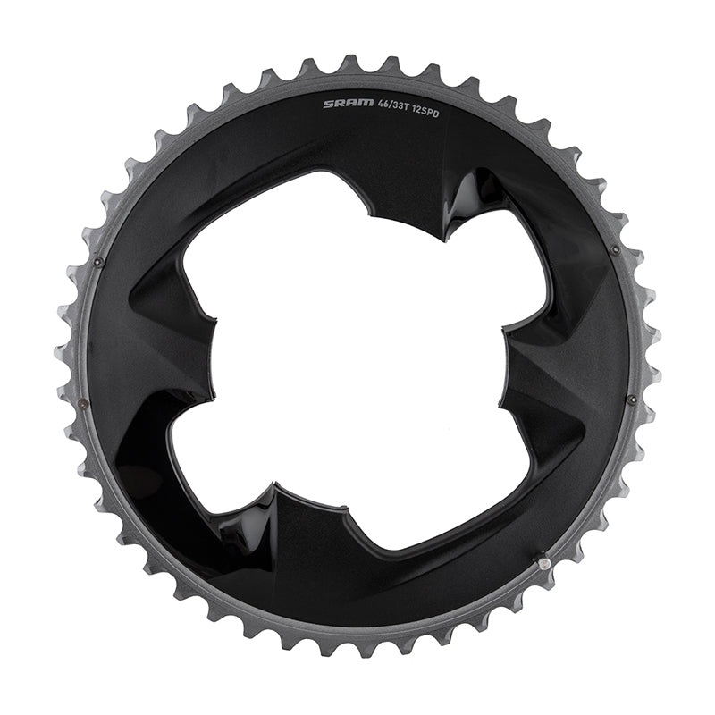 SRAM Force 2×12-Speed Outer Chainring – 46t 107 BCD 4-Bolt Polar Grey For use 33t Inner