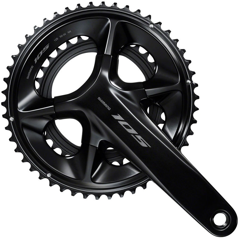 Shimano 105 FC-R7100 Crankset – 165mm 12-Speed 50/34t 110 Asymmetric BCD Hollowtech II Spindle Interface BLK