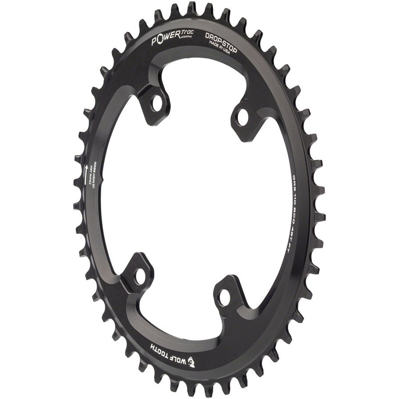 Wolf Tooth Elliptical Shimano 110 Asymmetric BCD Chainring – 46t 110 Asymmetric BCD 4-Bolt Drop-Stop B For Shimano GRX Cranks BLK