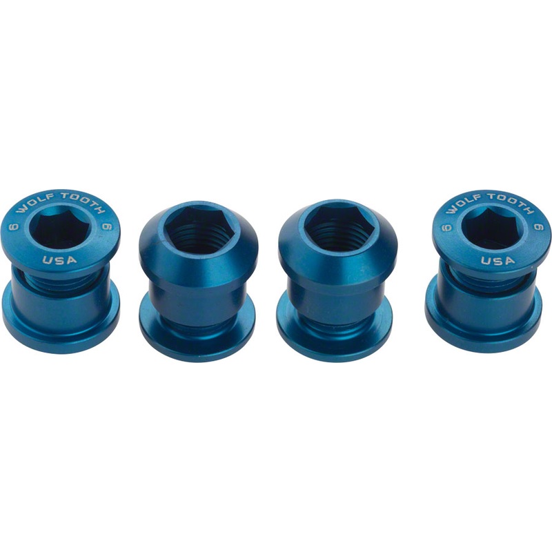 Wolf Tooth 1x Chainring Bolt Set – 6mm Dual Hex Fittings Set/4 Blue