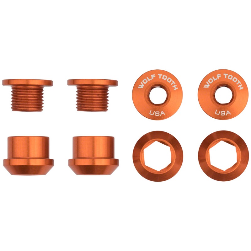 Wolf Tooth 1x Chainring Bolt Set – 6mm Dual Hex Fittings Set/4 Orange