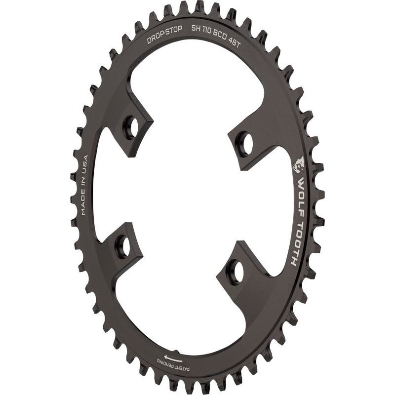 Wolf Tooth Shimano 110 Asymmetric BCD Chainring – 48t 110 Asymmetric BCD 4-Bolt Drop-Stop B For Shimano Cranks BLK