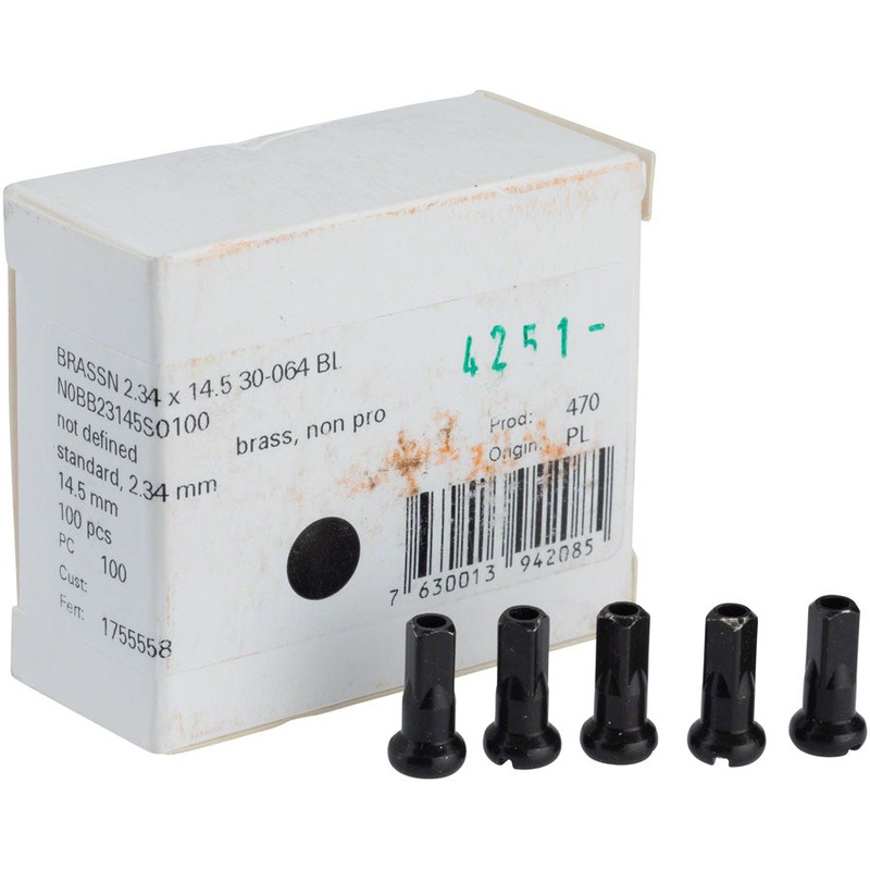DT Swiss Standard Brass Nipples: 2.34 x 14.5mm Black Box of 100