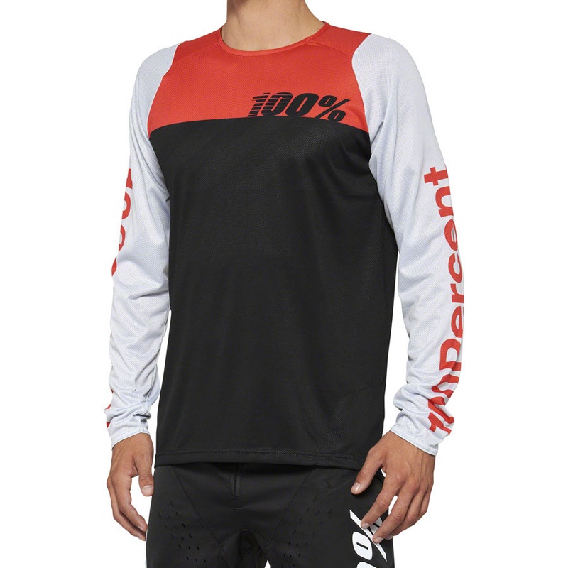 100% R-Core Jersey – Black/Red Long Sleeve Mens X-Large