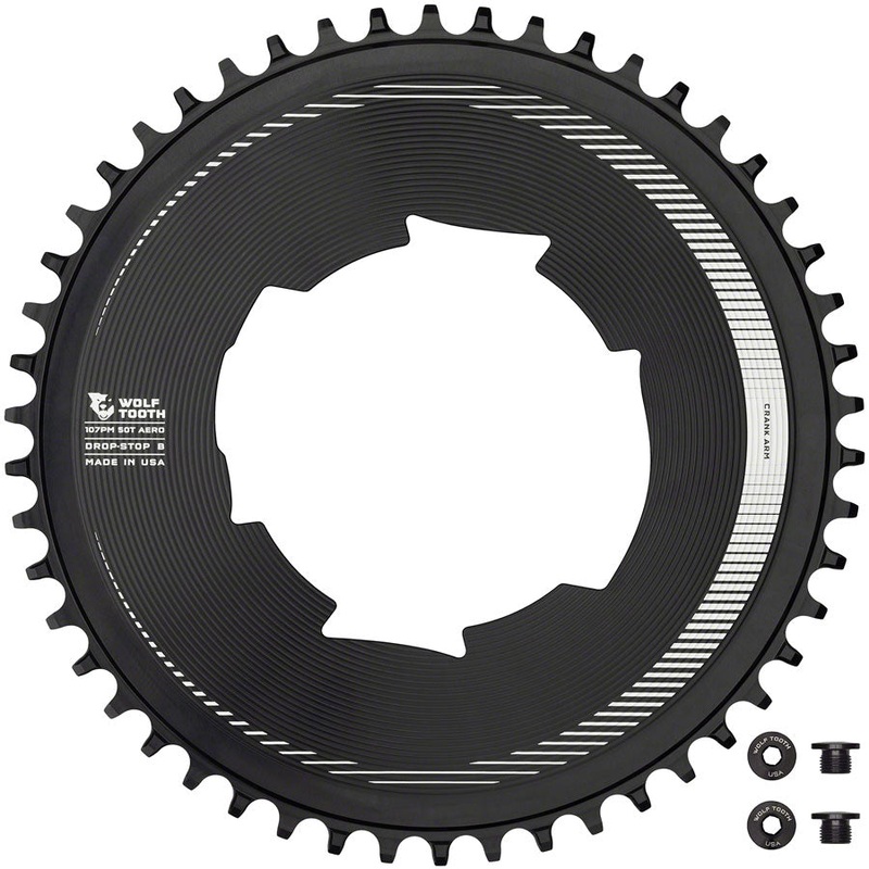 Wolf Tooth Aero 107 BCD Chainring – 50t Optimized SRAM Eagle Flaptop Chains Drop-Stop B BLK