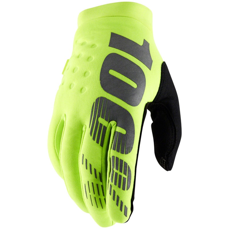 100% Brisker Gloves – Flourescent Yellow/Black Full Finger Mens X-Large