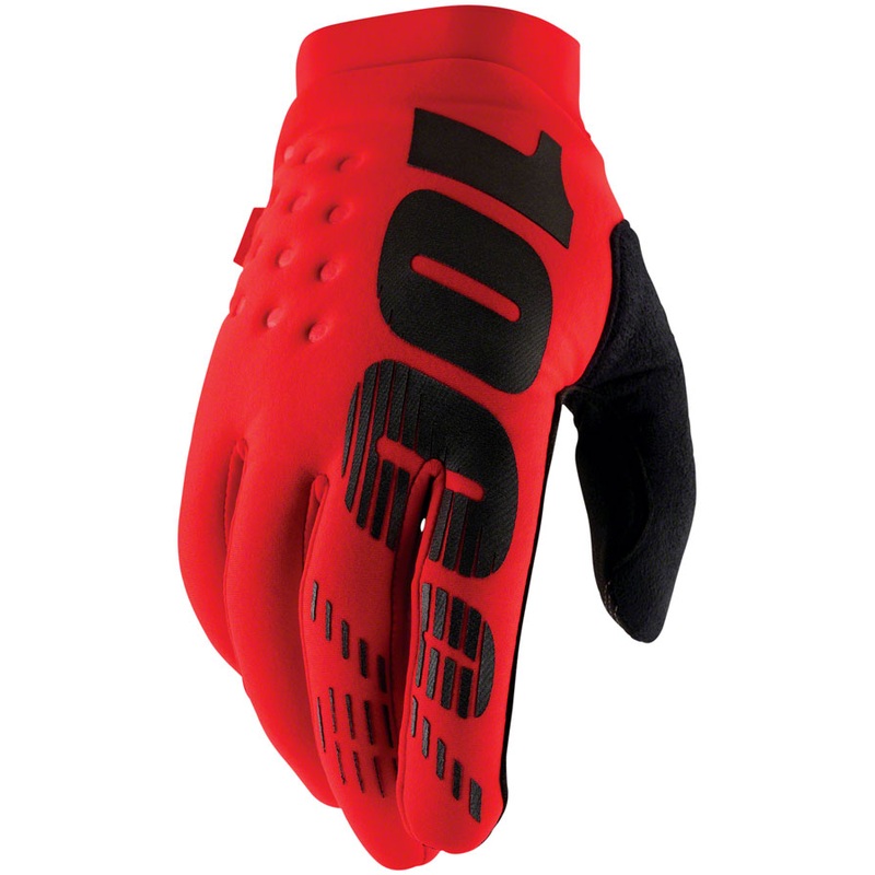 100% Brisker Gloves – Red Full Finger Mens Large