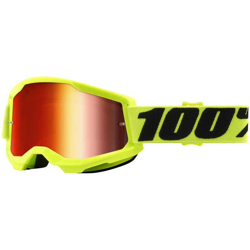 100% Strata 2 Goggles – Flourescent Yellow/Red Mirror
