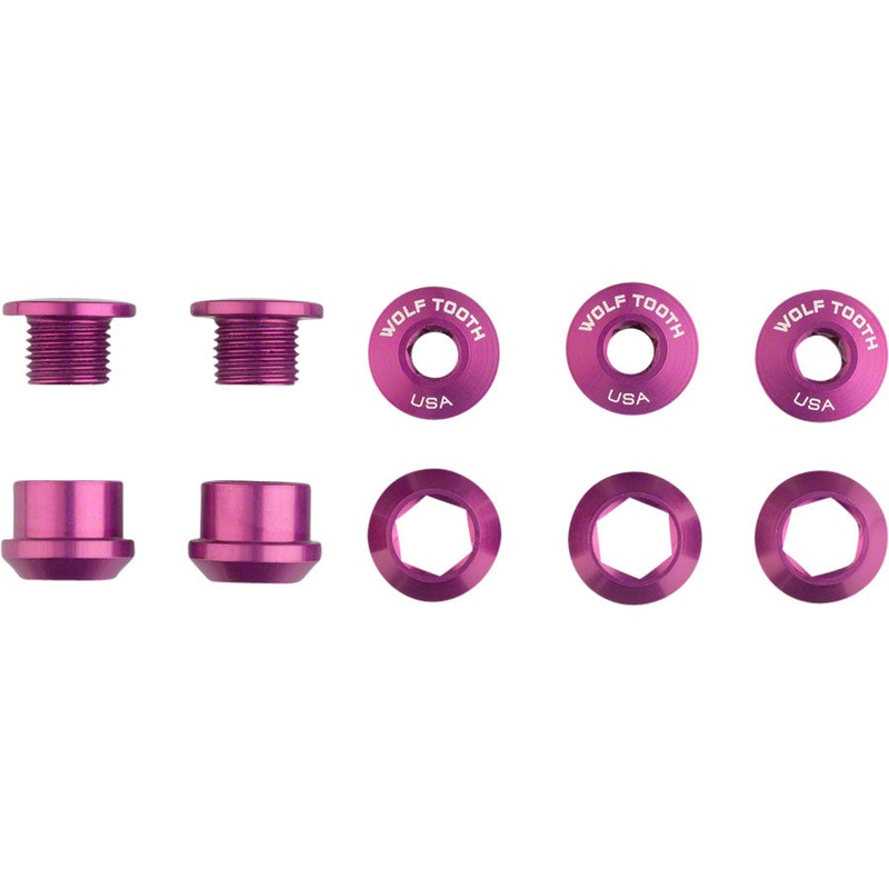 Wolf Tooth 1x Chainring Bolt Set – 6mm Dual Hex Fittings Set/5 Purple