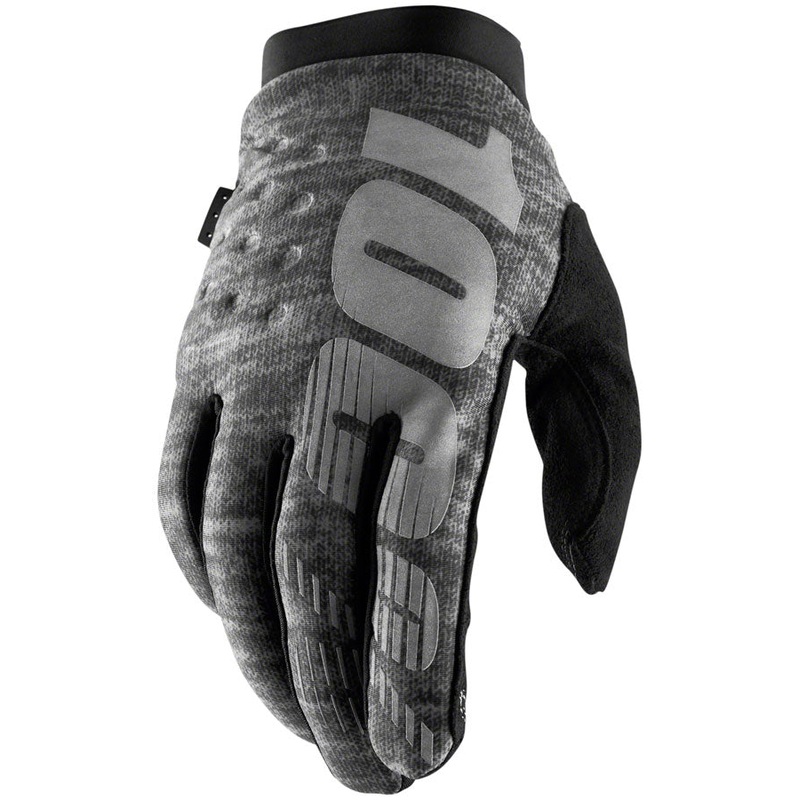 100% Brisker Gloves – Gray Full Finger Mens Medium