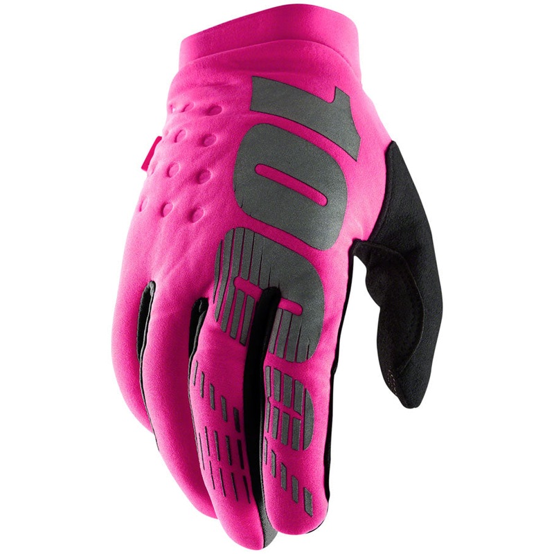 100% Brisker Gloves – Neon Pink/Black Full Finger Womens Small