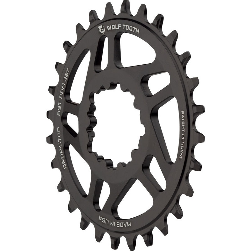 Wolf Tooth Direct Mount Chainring – 28t SRAM Direct Mount Drop-Stop A For SRAM 3-Bolt Boost Cranks 3mm Offset BLK