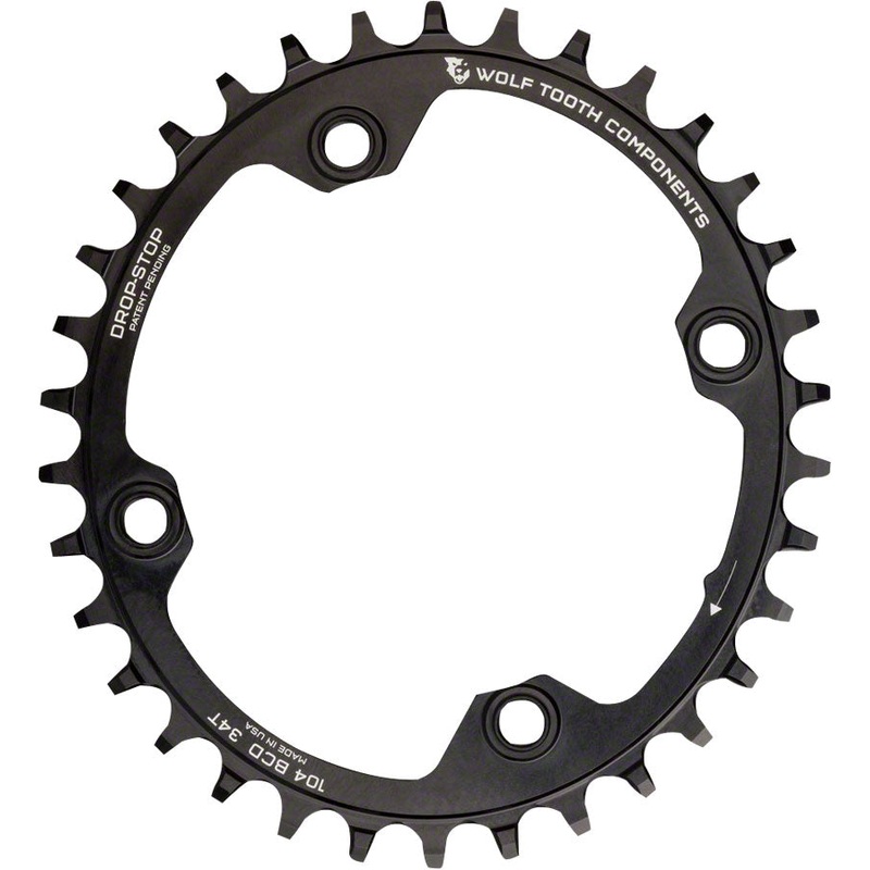 Wolf Tooth Elliptical 104 BCD Chainring – 32t 104 BCD 4-Bolt Drop-Stop A BLK