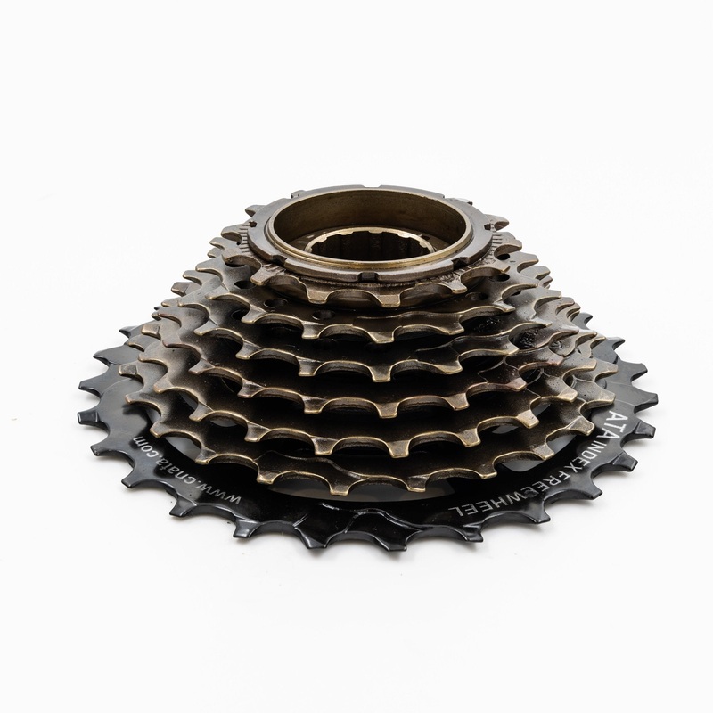 7 Speed 14-28T Indexed Freewheel Shimano Compatible Cassette Bronze and Black Rust-Proof