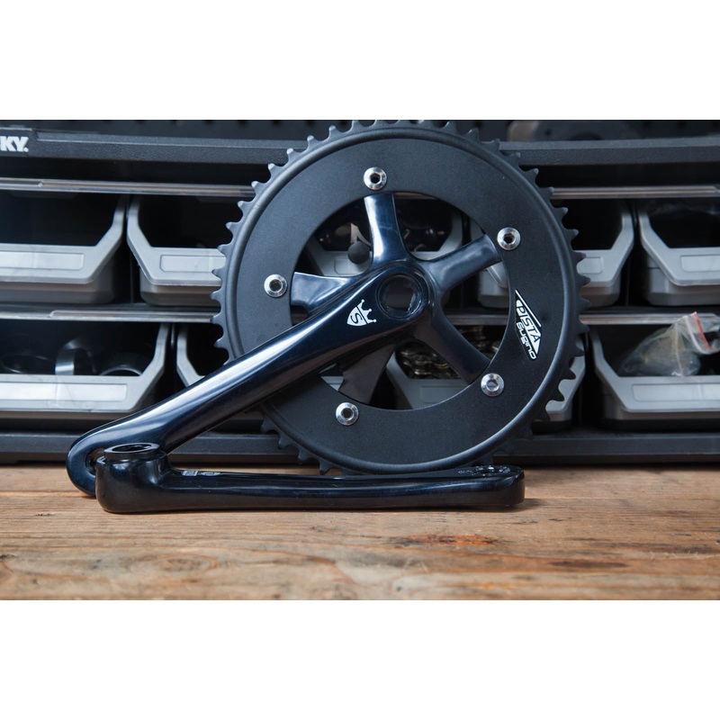 Sugino Pista Crankset-165mm & 170mm-Black-48t